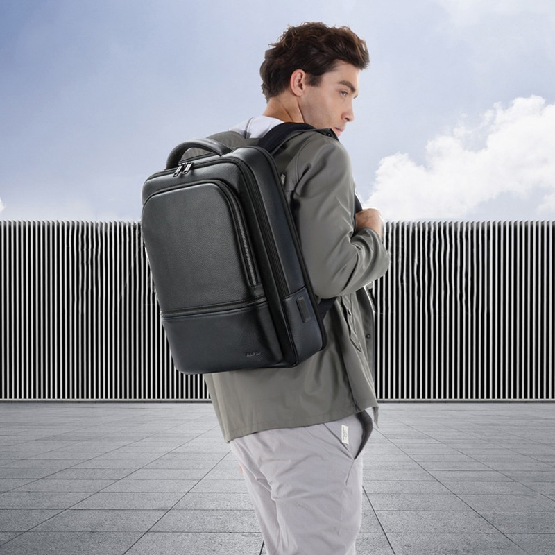 Bopai kuma leather business laptop backpack, , medium-null
