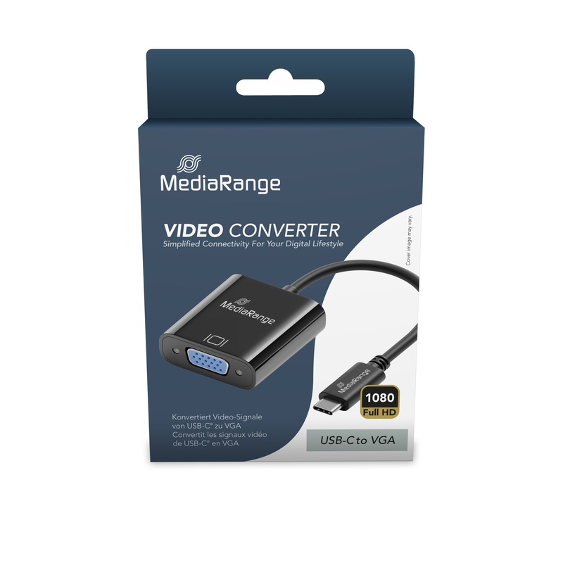 Mediarange USB Type-C&reg; to vga video converter, 20cm, black, , medium-null