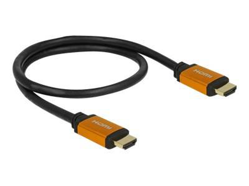 Delock / HDMI cable (m) to HDMI (m) / 50 cm / triple shielded / black, gold / 8k, , medium-null