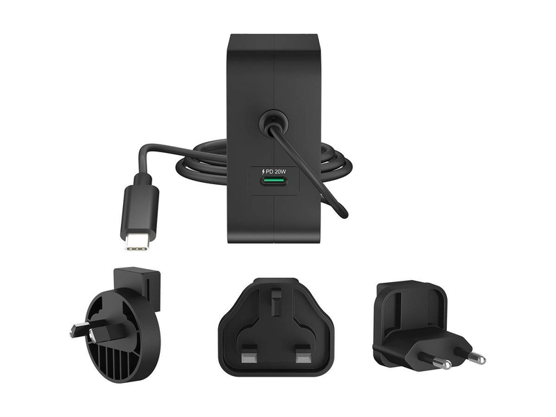 J5create jup25102v 102w gan pd USB-c 2-port charger tethered cable changeable ac plugs black jup25102v-n-null