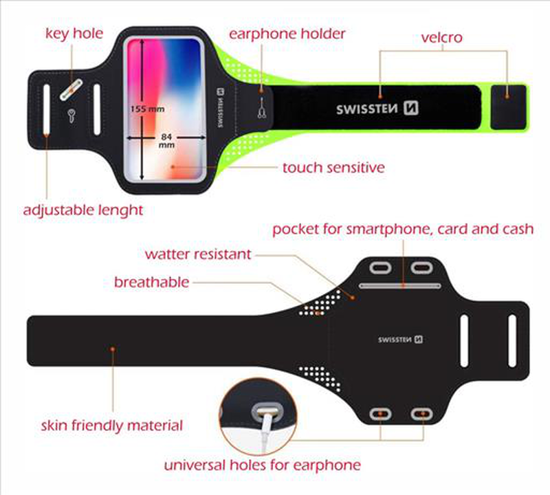 Swissten armband case size 7.0 black-null