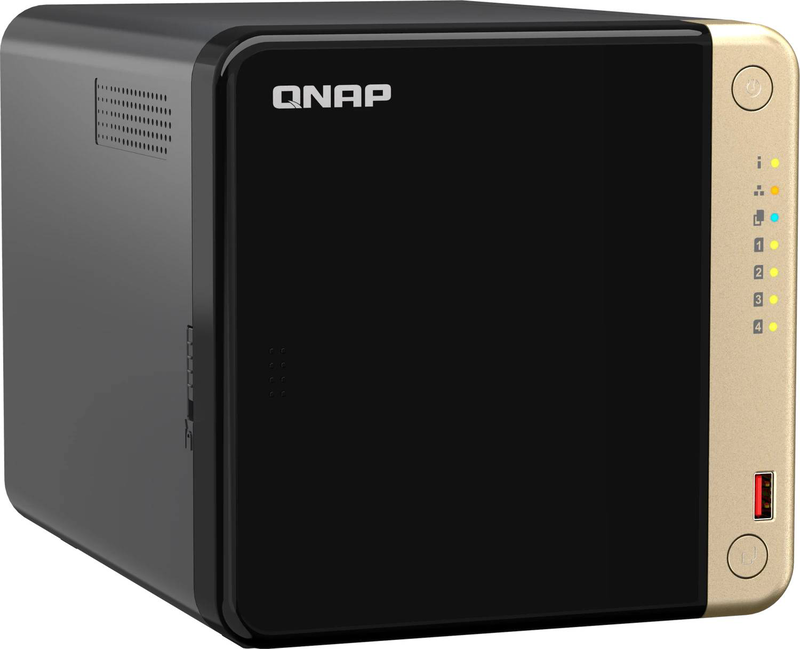Qnap ts-464 4-bay nas intel celeron quad-core 8GB ddr4 dual m.2 nvme dual 2.5GBe 4k HDMI diskless black ts-464-8g-null