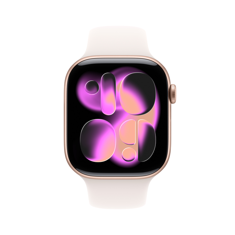 Apple watch series 11 GPS 46mm rose gold aluminium case with pink sport band - m/l, , medium-null