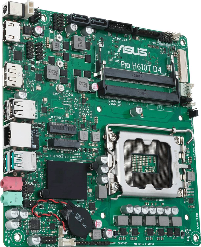 Asus pro h610t d4-csm thin mini-itx motherboard lga 1700 intel h610 ddr4 so-dimm 19v dc m.2 HDMI displayport lvds-null