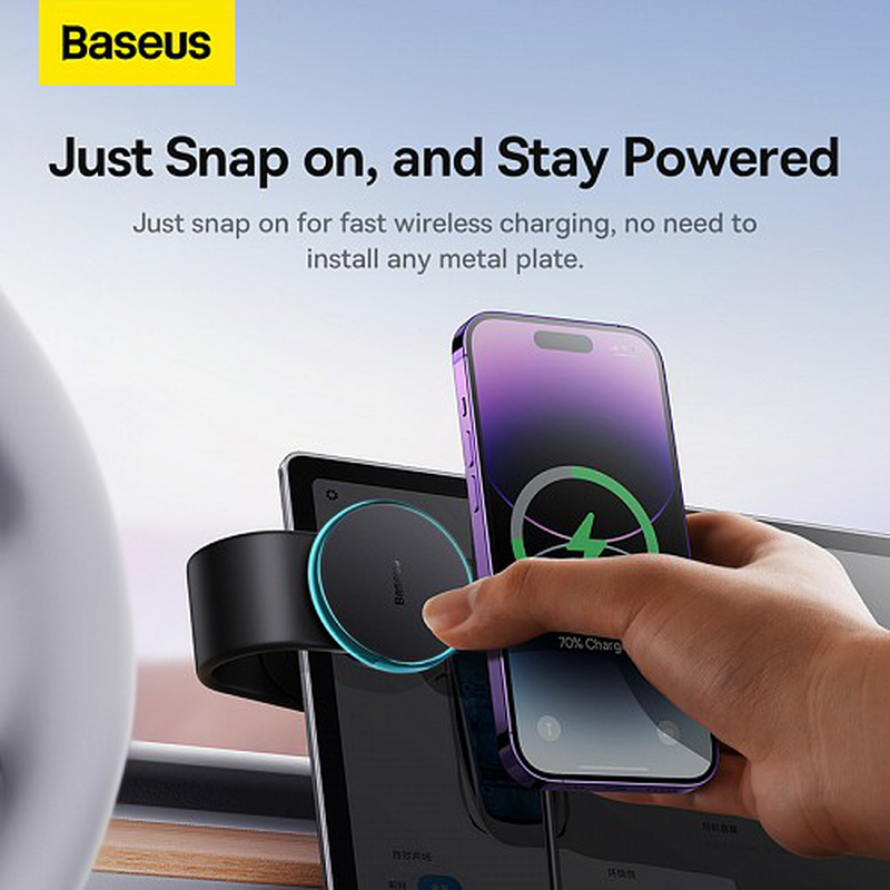 Baseus car charger wireless dash / wind magnetic c02 pro black, , medium image number null