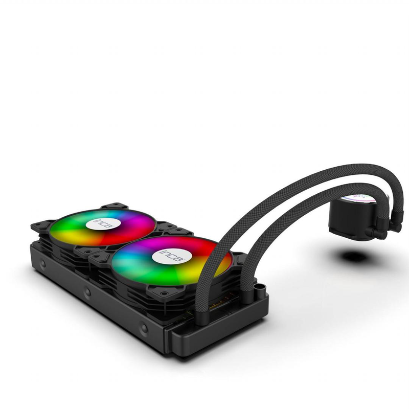 Inca iss-02xn 240mm aio liquid CPU cooler argb dual 120mm pwm fans remote control intel AMD black-null