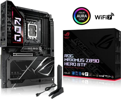 Asus rog maximus z890 hero btf atx motherboard lga 1851 intel z890 ddr5 pcie 5.0 Wi-Fi 7 thunderbolt 4 black, Black, medium