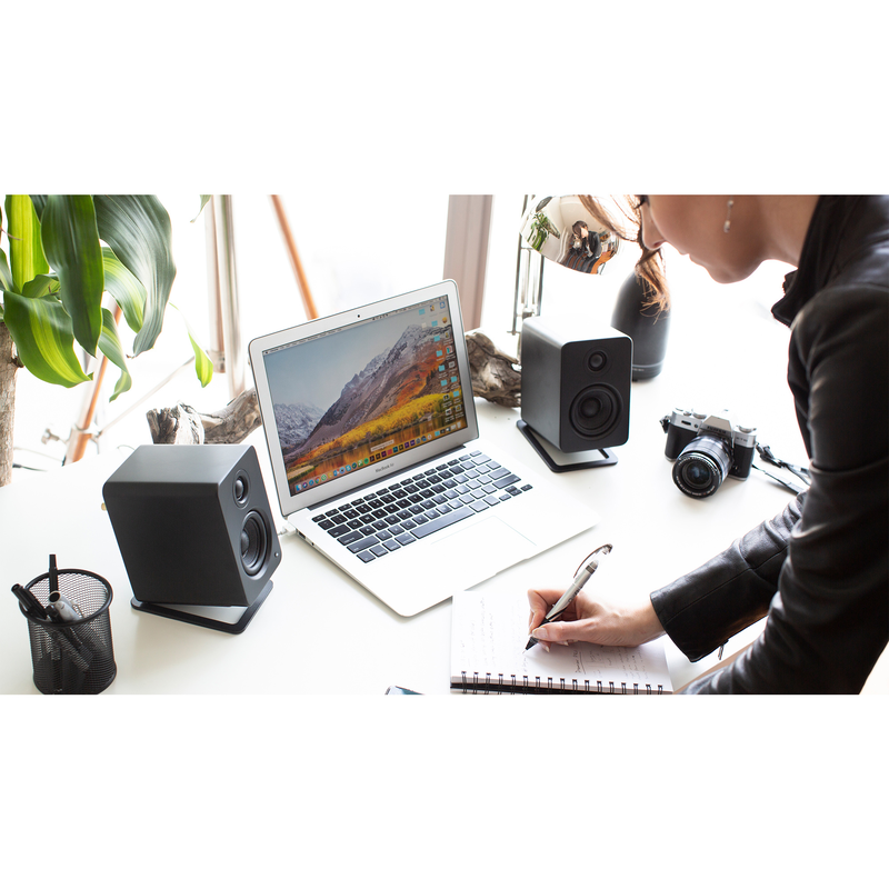 Kanto s2 angled desktop speaker stands for small speakers - black, pair-null