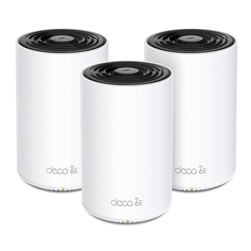 Tp-link deco xe75 pro axe5400 tri-band Wi-Fi 6e mesh system 3-pack 7200 sq ft 2.5G port 200 devices white-null