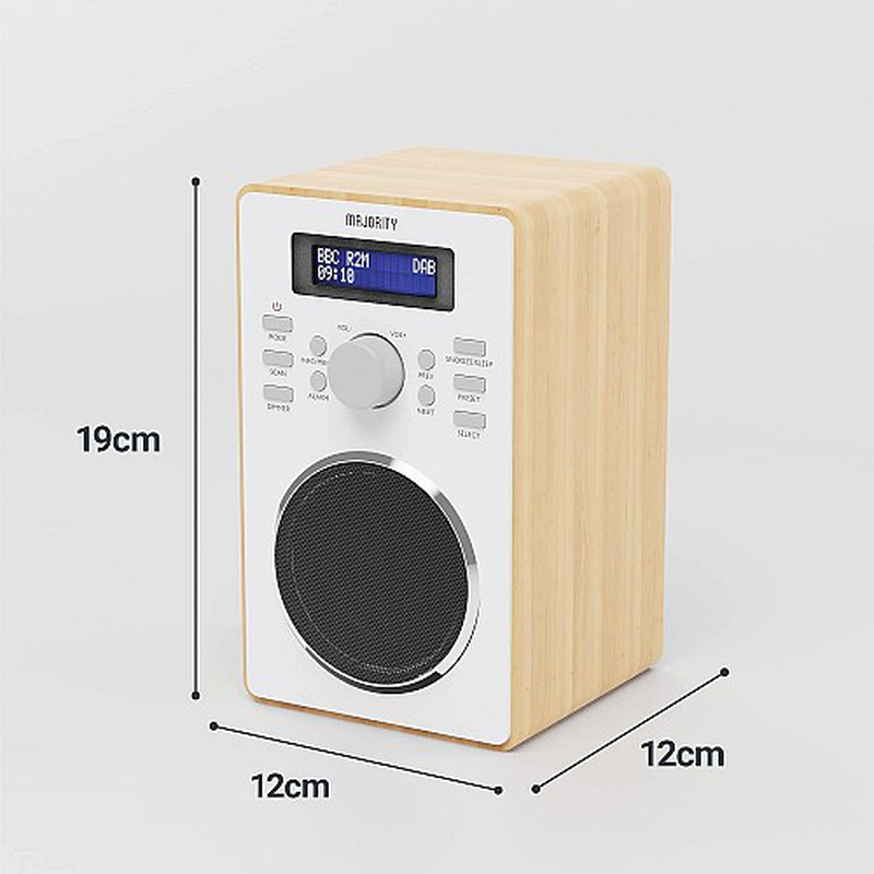 Majority barton radio digital fm,led display,dual alarms,snooze oak, , medium-null