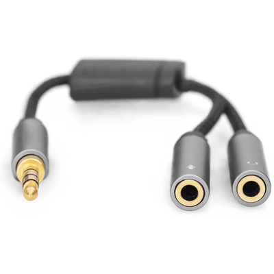 Digitus audio headset splitter 3.5mm to 2x3.5mm aluminium housing db-510320-002-s, , medium