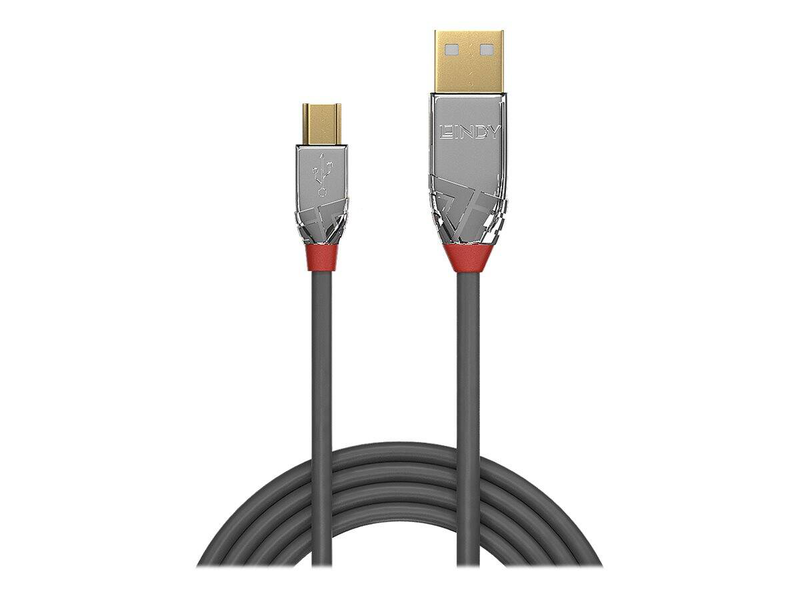 Lindy cromo - USB cable - USB (m) to mini-USB type b (m) - USB 2.0 - 1 m - round - grey-null