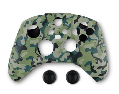 Spartan gear controller silicone skin cover and thump grips for xbox series x/s green camo