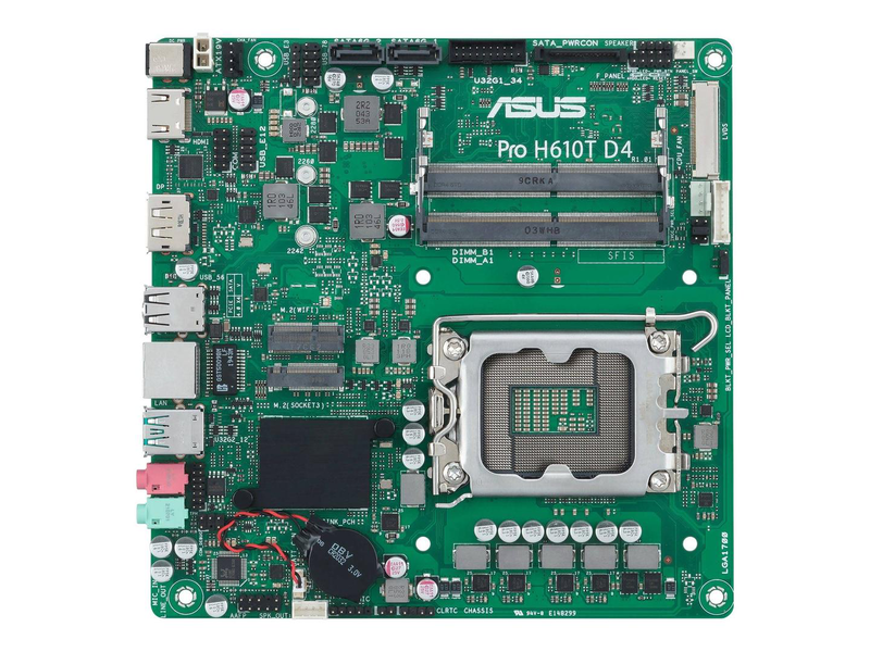 Asus pro h610t d4-csm thin mini-itx motherboard lga 1700 intel h610 ddr4 so-dimm 19v dc m.2 HDMI displayport lvds-null