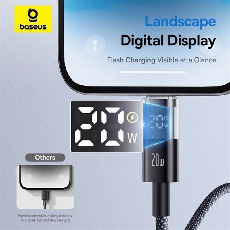 Baseus cable lightning to USB-c display 2 series braided 20w 1.0m black, , medium-null
