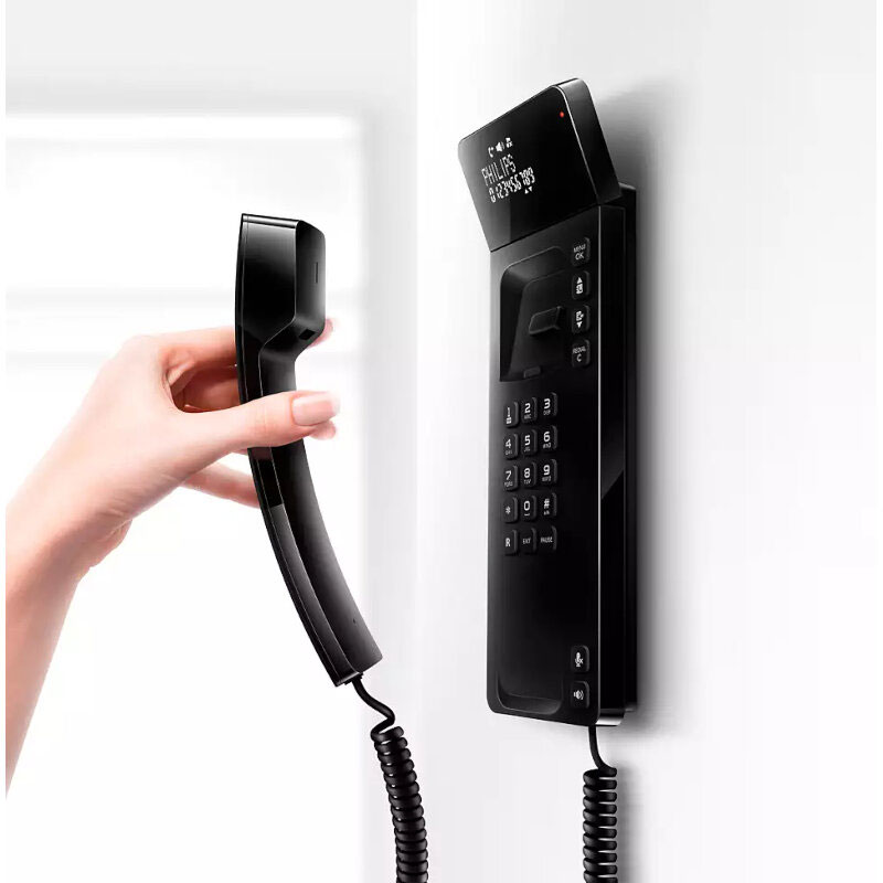 Philips m110b/grs μαυρο ενσυρματο τηλεφωνο γονδολα με οθονη και ανοιχτη ακροαση συμβατο με ακουστικα βαρηκοϊας, , medium image number null