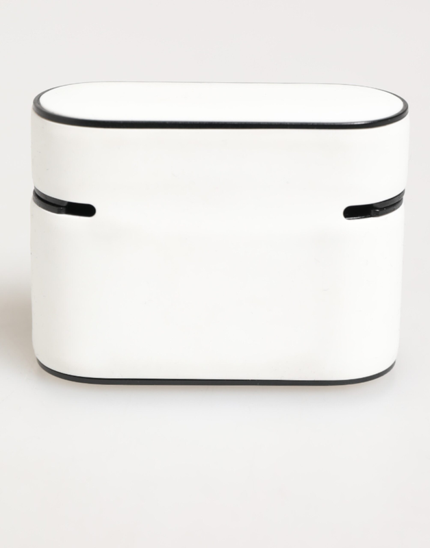 White black rubber logo embossed accessory AirPods case-null