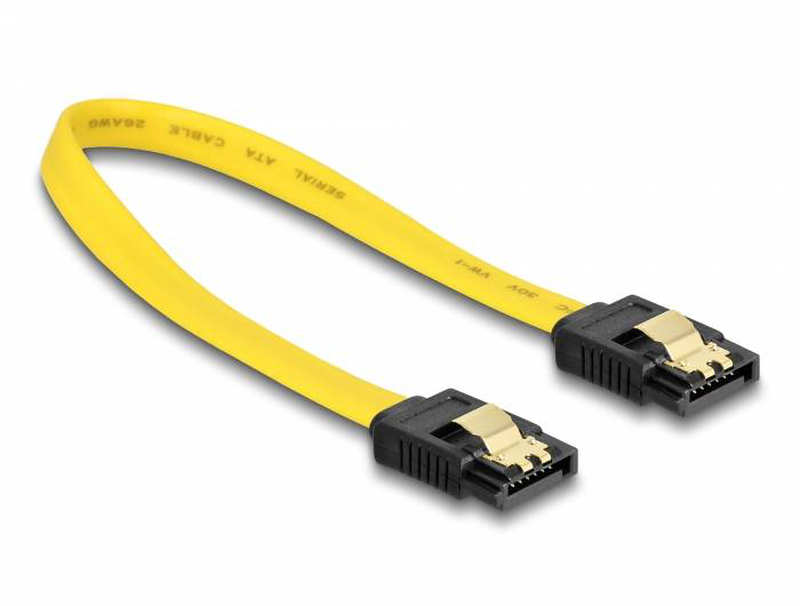 Delock cable sata / sata cable / serial ata 150/300/600 / sata (f) to sata (f) / 30 cm / latched, straight connector / yellow, , medium-null