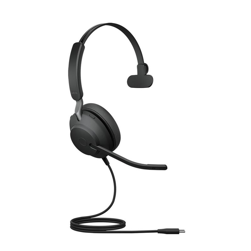 Jabra evolve2 40 se uc mono wired headset USB-c extended cord noise isolating black-null
