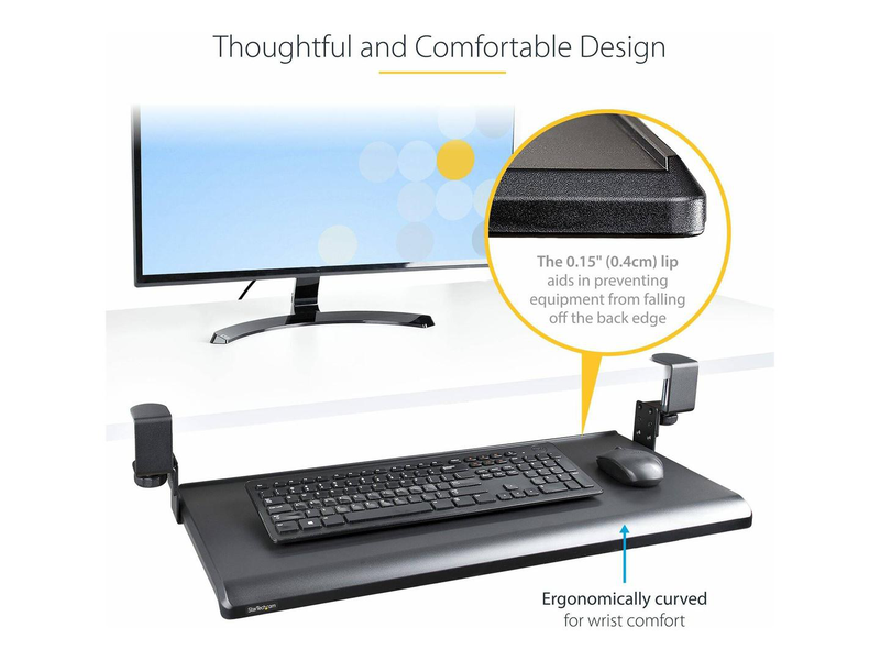 Startech.com under-desk keyboard tray keyboard-tray-clamp1 clamp-on height-adjustable sliding drawer 12kg black-null