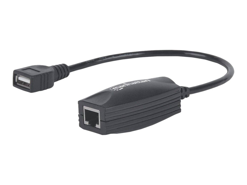 Manhattan USB-a line extender, for use with rj45 network cable (not included), extends USB device up to 60m, bus power, cat5e/cat6/cat6a rj45 network cables suitable, black,-null