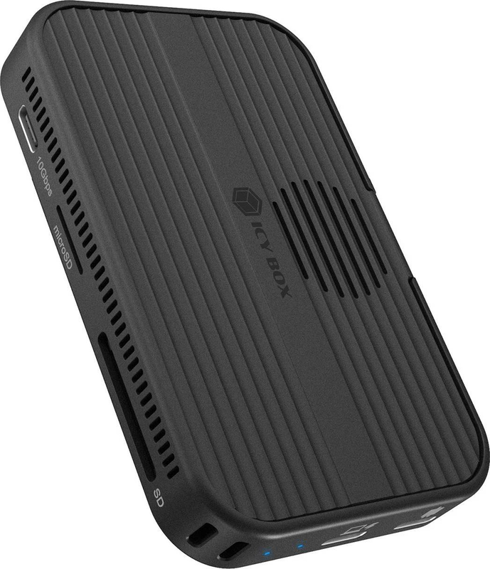 Icy box ib-dk4071m-cu31 7-in-1 USB-c docking station 4k HDMI 60hz m.2 nvme sata SSD enclosure 100w pd card reader black-null