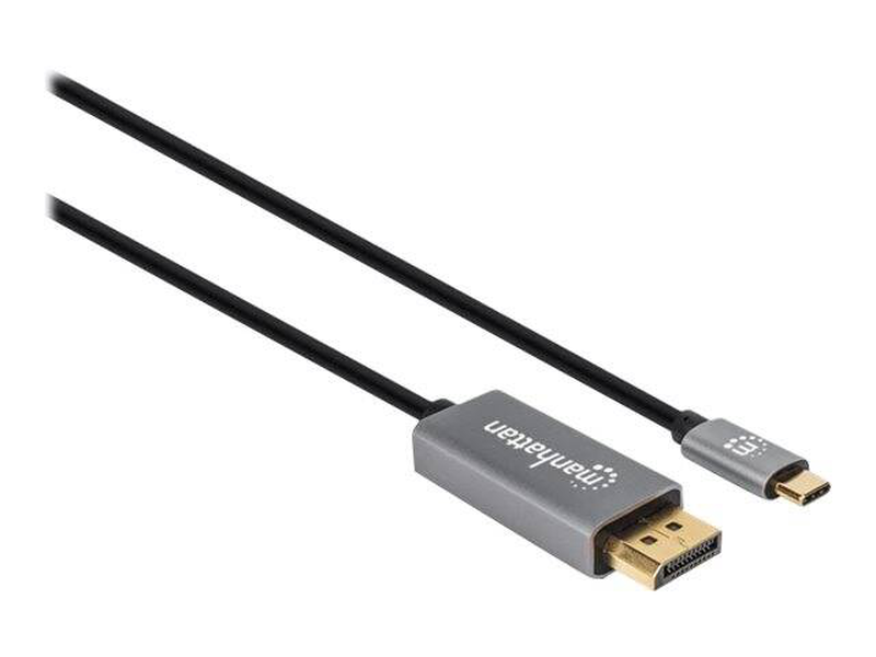 Manhattan USB-c to displayport 1.4 cable, 8k@60hz, 3m, male to male, black, three year warranty, polybag - USB / displayport adapter - USB-c (m) to displayport (m) - thunderbolt 3 / displayport 1.4 - 300 v - 3 m - 4k120hz support, 8k60hz support - black |-null
