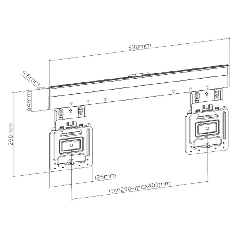 Brateck ultra slim wall mount for 32"-65" up to 75kg (led-1944)-null
