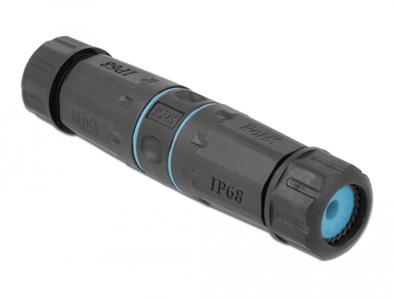 Delock - network coupler - rj-45 (f) to rj-45 (f) - stp - cat 6a - black, blue-null