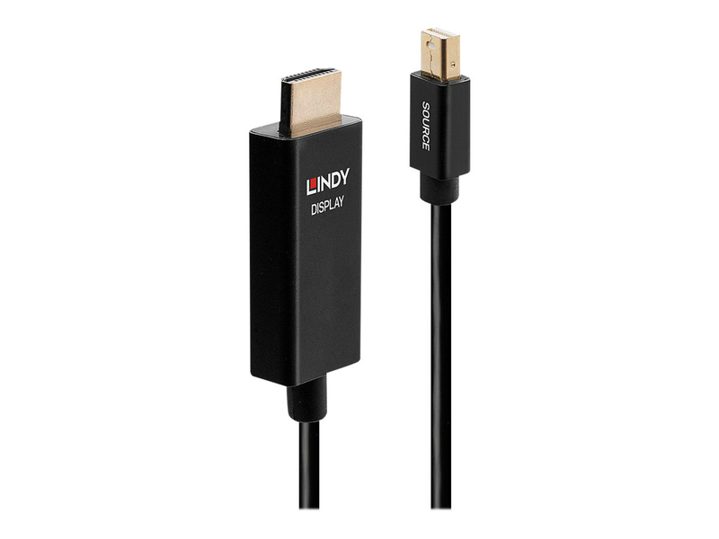 Lindy - adapter cable - mini displayport male to HDMI male - 1 m - shielded - black - round, 4k support, active chip-null