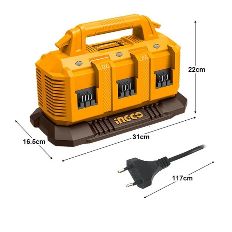 Ingco p20s ταχυφορτιστής 6 θέσεων 6x20v 4a, , medium-null