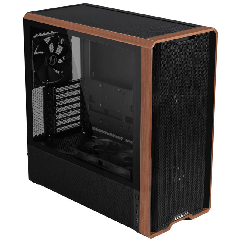 Lian li lancool 217 wood accent atx pc case 5 fans included-null