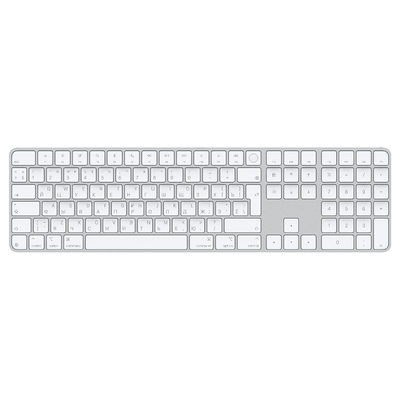 Apple magic keyboard with touch id and numeric keypad for mac with apple silicon (USB-c) us russian (mxk73rs/a), White, medium