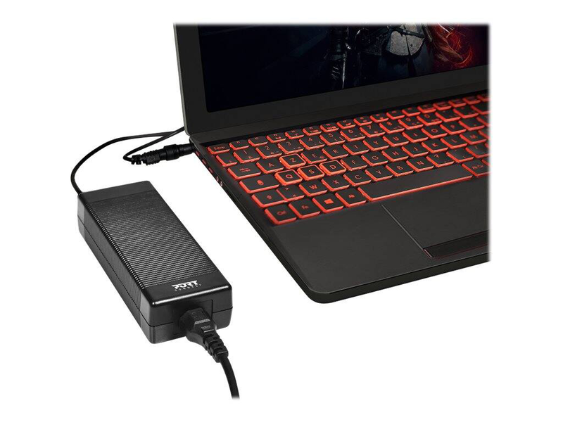 Port connect 150w universal notebook power adapter 900103 with interchangeable tips for gaming laptops black-null