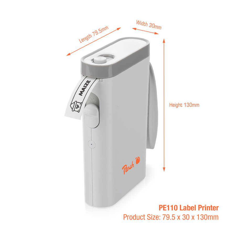 Peach pe110-w portable label printer | 203 dpi | bluetooth | USB-c | white, , medium-null