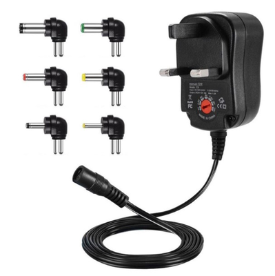 Universal switching power supply adaptor 240v to 3/4.5/5/6/7.5/9/12v 1.2a 1200ma regulated (upsu), Black, medium