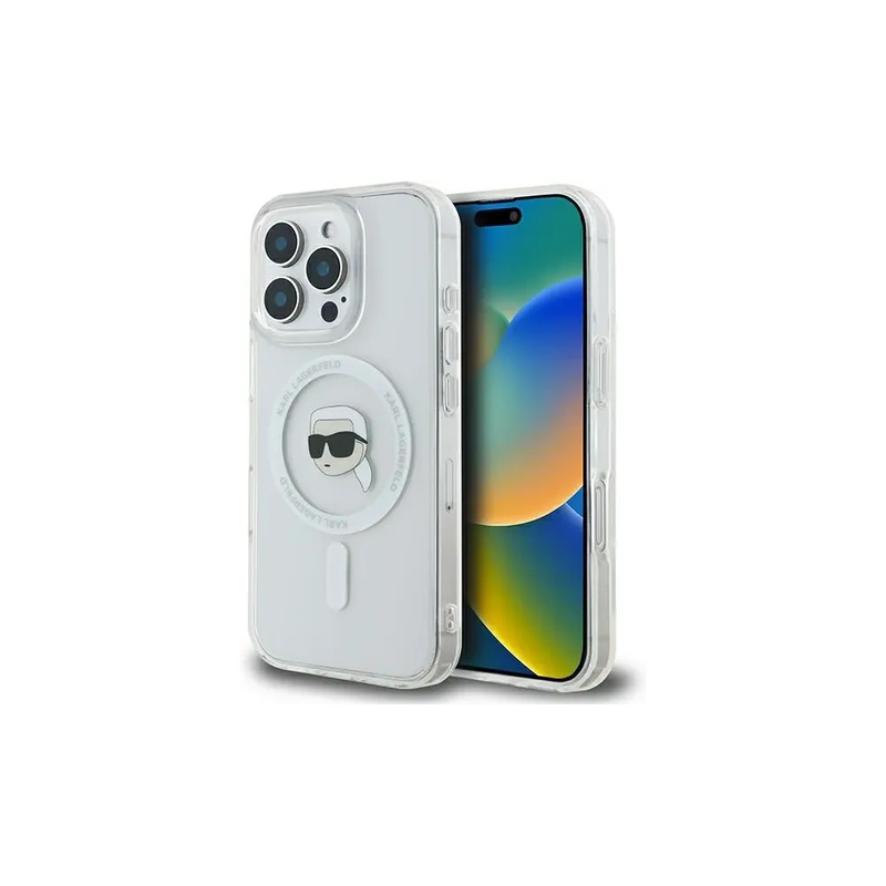 Product image: Karl lagerfeld iPhone 16 pro max iml metal karl head MagSafe white, , medium-null