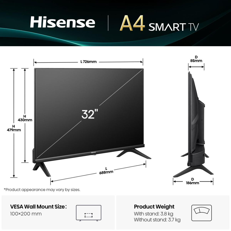 Hisense smart TV 32" HD led a4q-null