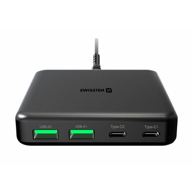 Swissten compact gan desktop charger - black, , medium-null