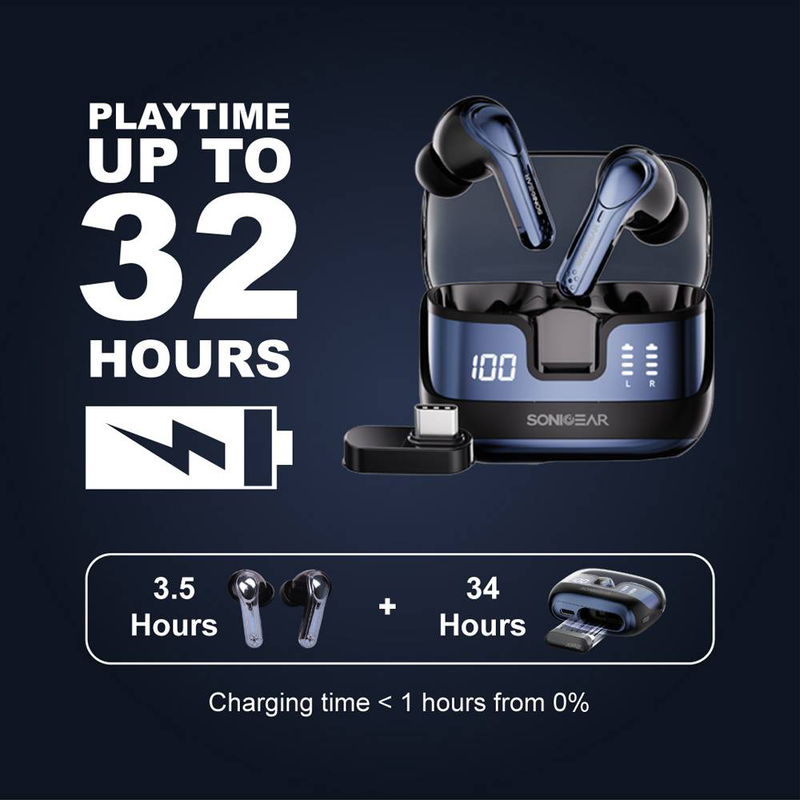 Sonicgear earphones bluetooth & USB-c dongle for pc earpump xp2 obsidian, , medium-null