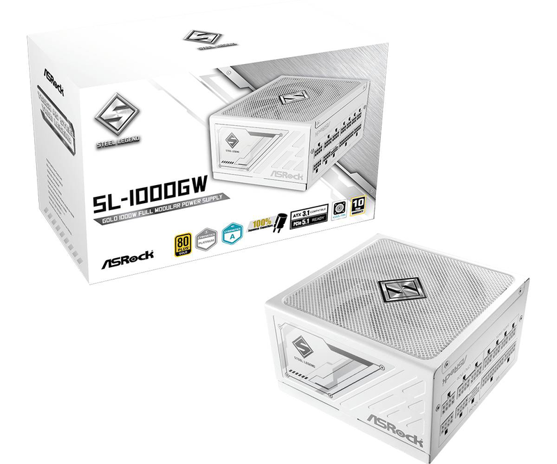 Asrock steel legend sl-1000gw 1000w atx 80+ gold wh retail / power supply / atx / plus gold, , medium-null