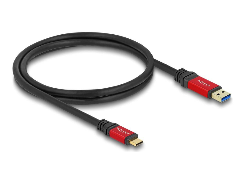 Delock 80617 USB 10GBps cable USB-a to USB-c 1 m red metal USB 3.2 Gen 2-null
