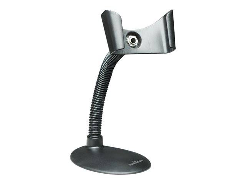 Manhattan handheld barcode scanner stand, gooseneck with base, suitable for table mount or wall mountable, black, lifetime warranty, box / bar code scanner stand / counter mountable, wall mountable / black, , medium-null