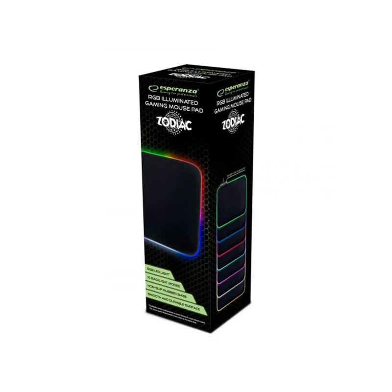 Esperanza egp105 | medium gaming mouse pad with rgb lighting USB black 350mm zodiac-null