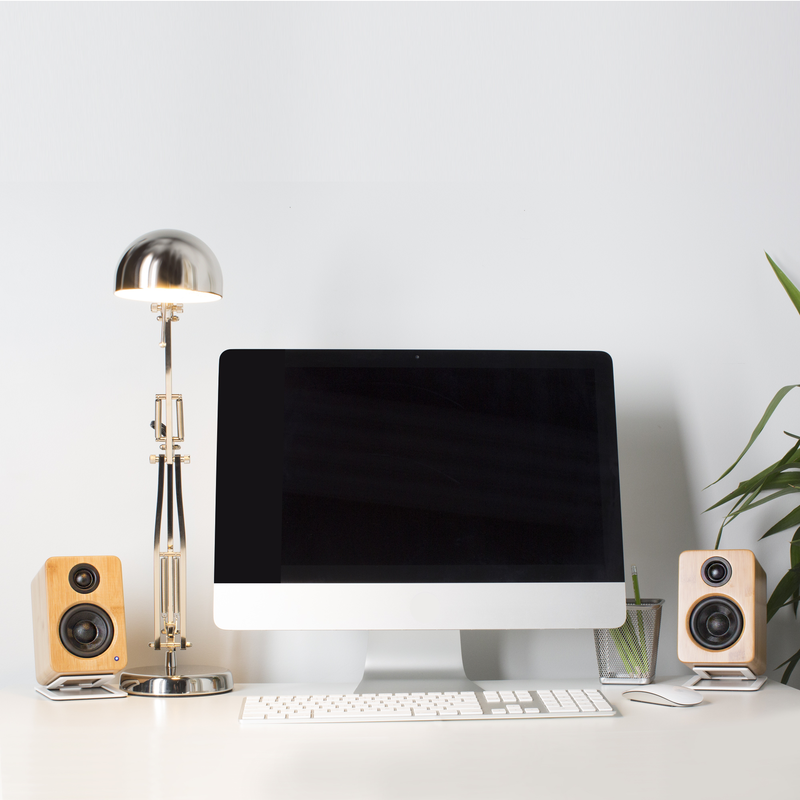 Kanto s2w angled desktop speaker stands for small speakers - white, pair-null
