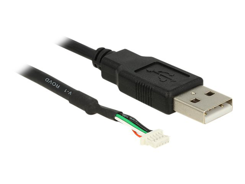 Delock camera plug v1.9 / USB internal to external adapter / 5 pin terminal block (p) to USB (m) / 1.5 m / black / for p/n: 96366, 96381-null