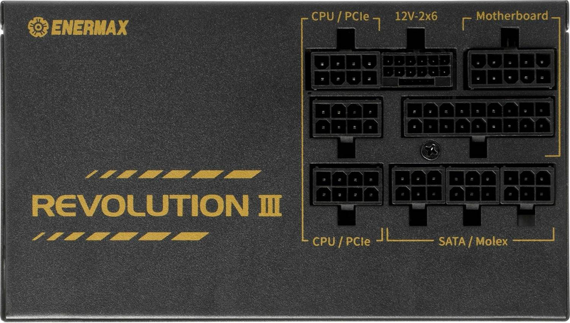 Enermax revolution III 1000w erv1000g atx 3.1 psu 80 plus gold fully modular native 12v-2x6 120mm fdb black-null