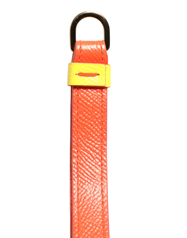 Yellow calf leather logo flip holder strap AirPods case-null