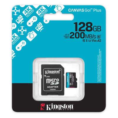 128GB micro sd memory card kingston canvas go! With adaptor class 10 (sdcg4/128GB), , medium