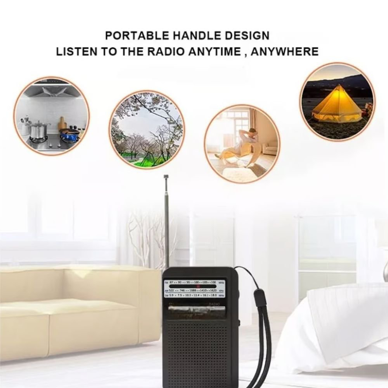 Product image: Φορητό ραδιόφωνο τσέπης επαναφορτιζόμενο am/fm/sw με κεραία μαύρο, , medium-null